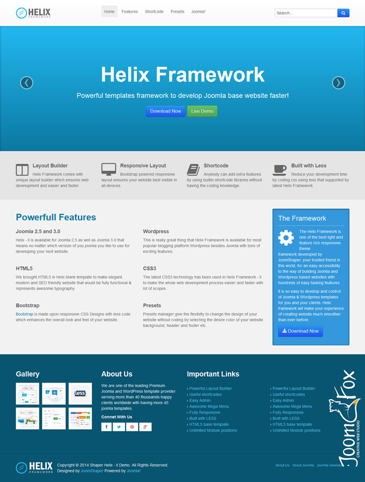 Joomla шаблон JoomShaper Helix II