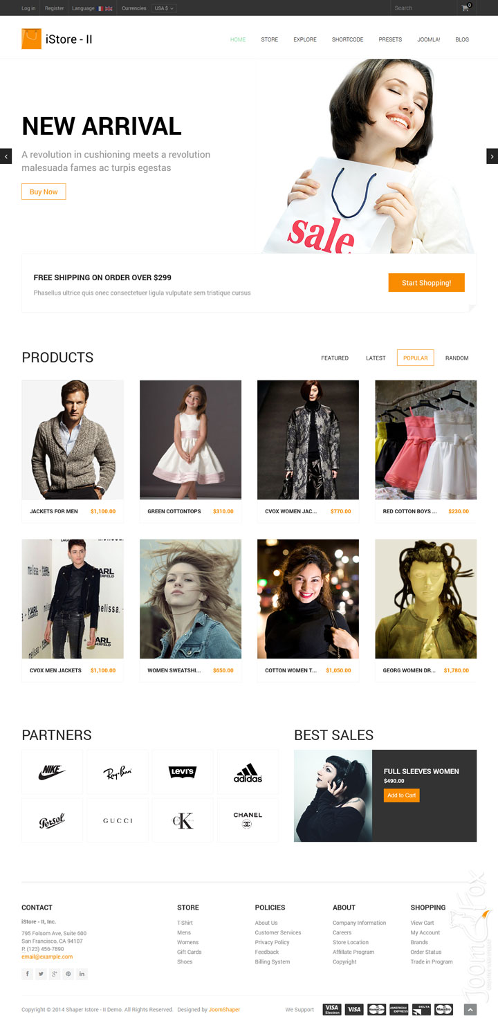 Joomla шаблон JoomShaper iStore II