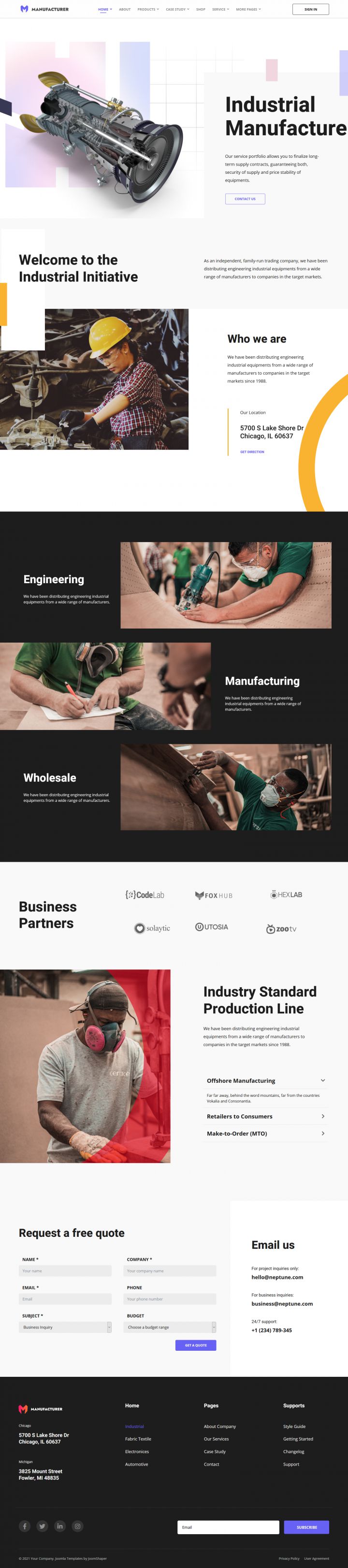 Joomla шаблон JoomShaper Manufacturer