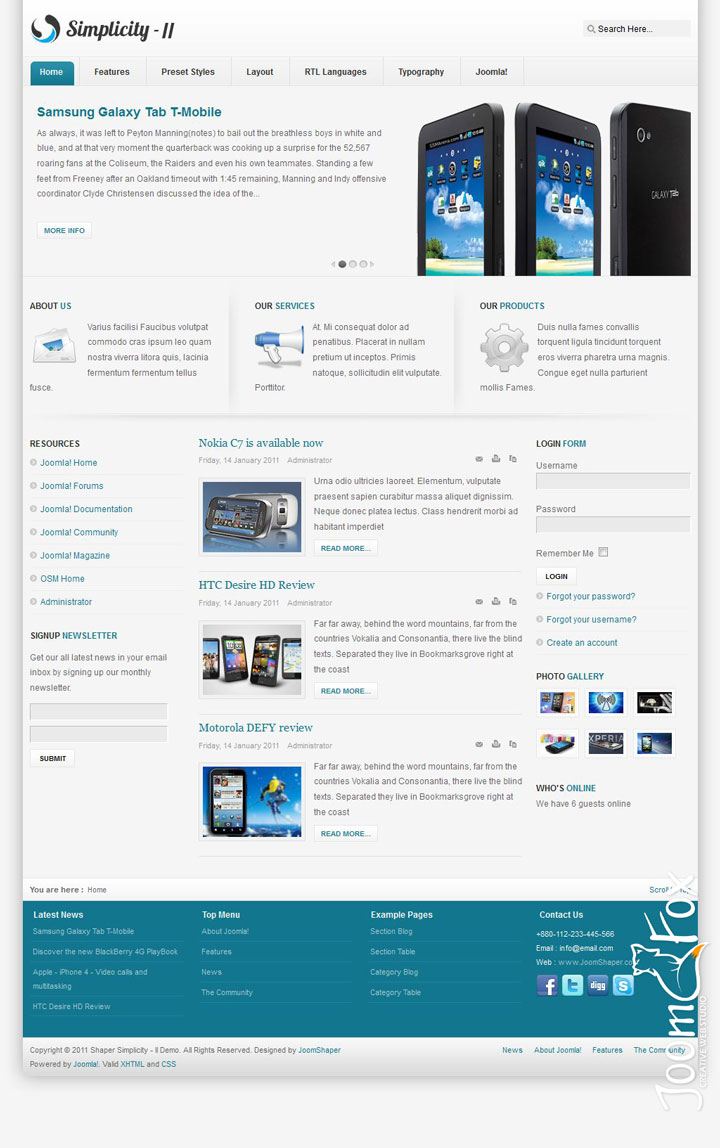 Joomla шаблон JoomShaper Simplicity II