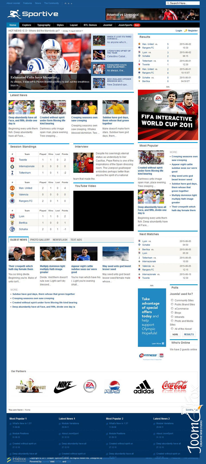 Шаблон JoomShaper Sportive Joomla шаблон JoomShaper Sportive