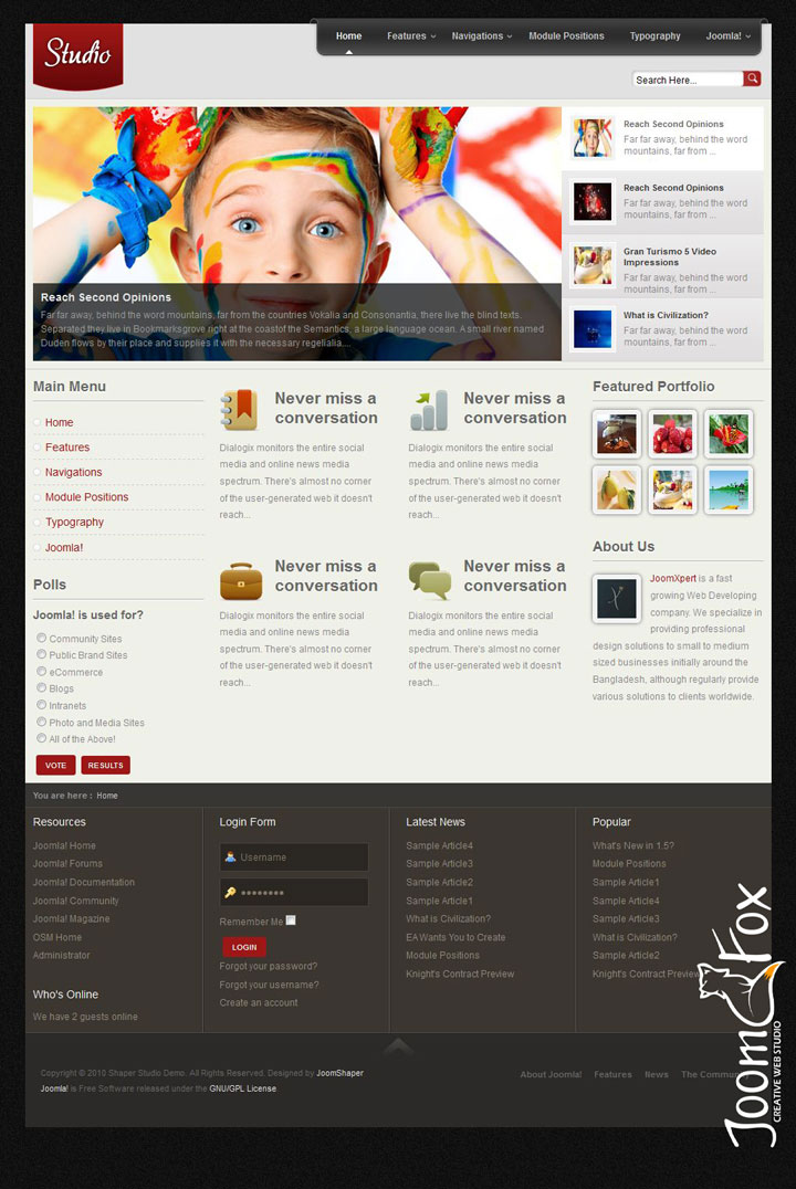 Joomla шаблон JoomShaper Studio