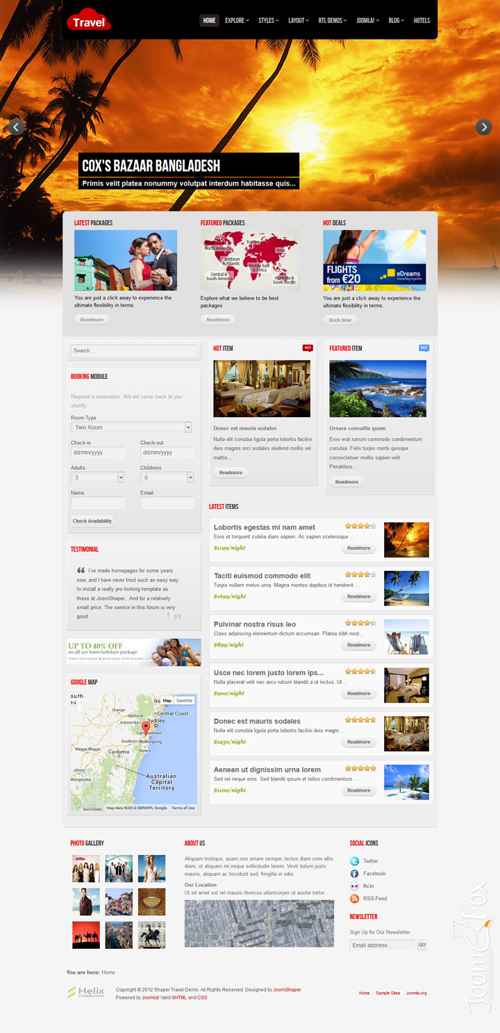 Joomla шаблон JoomShaper Travel