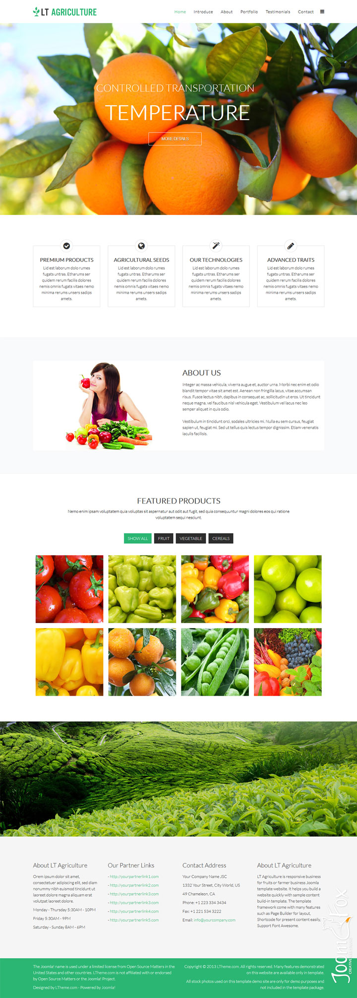 Joomla шаблон LTheme Agriculture Onepage