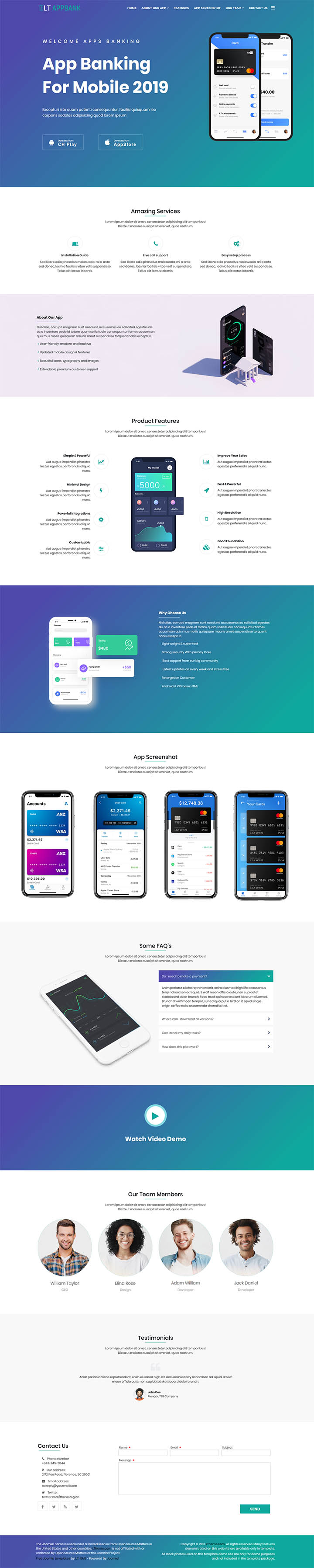 Joomla шаблон LTheme AppBank Onepage