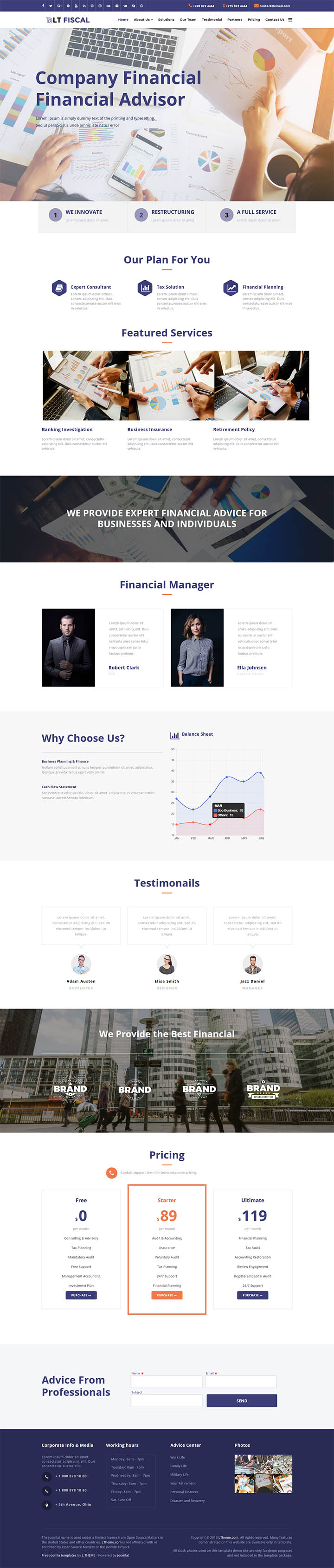 Joomla шаблон LTheme Fiscal Onepage