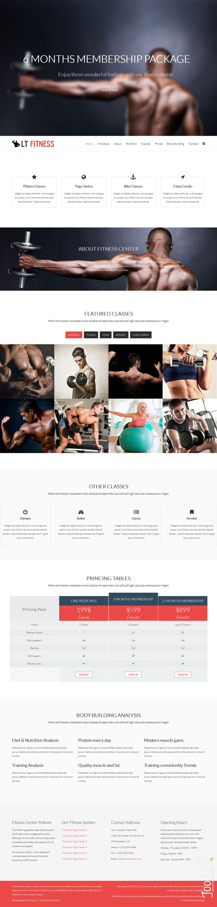 Joomla шаблон LTheme Fitness Onepage