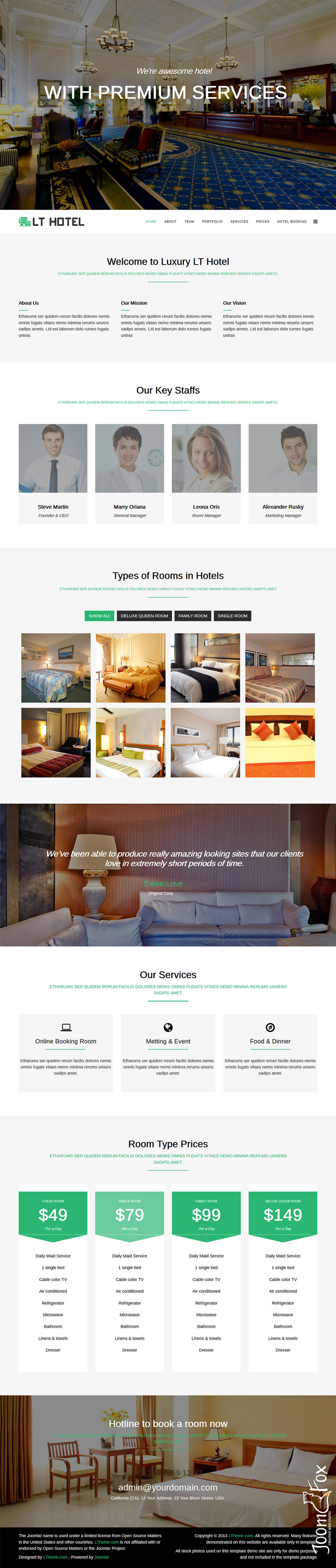 Joomla шаблон LTheme Hotel Onepage