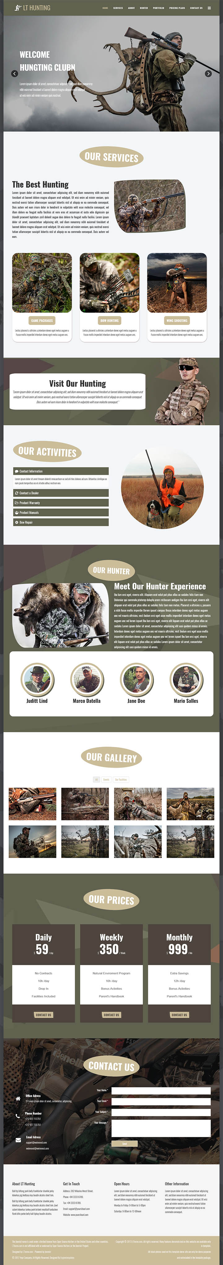 Joomla шаблон LTheme Hunting Onepage