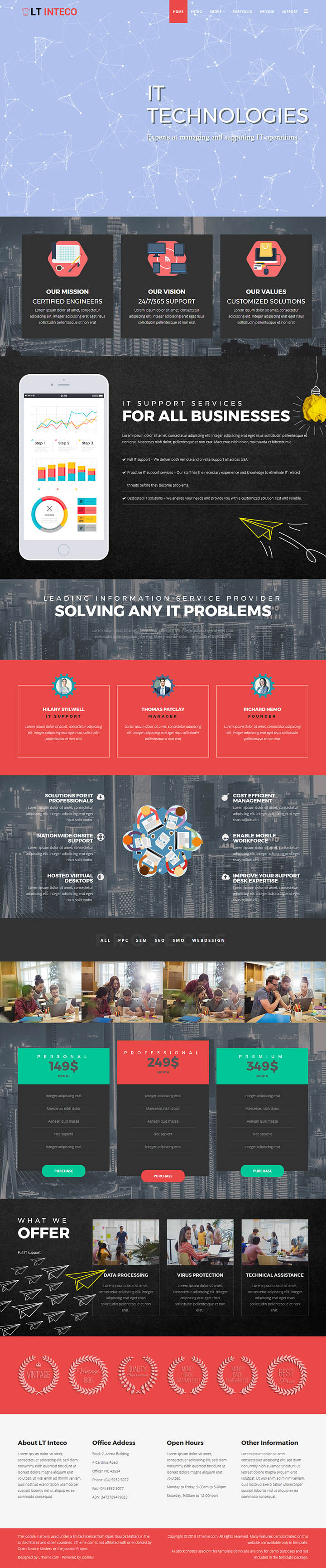 Joomla шаблон LTheme Inteco Onepage