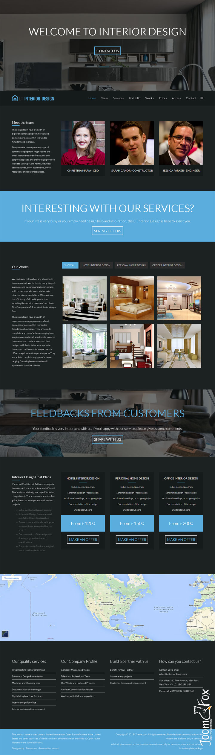 Joomla шаблон LTheme Interior Design Onepage