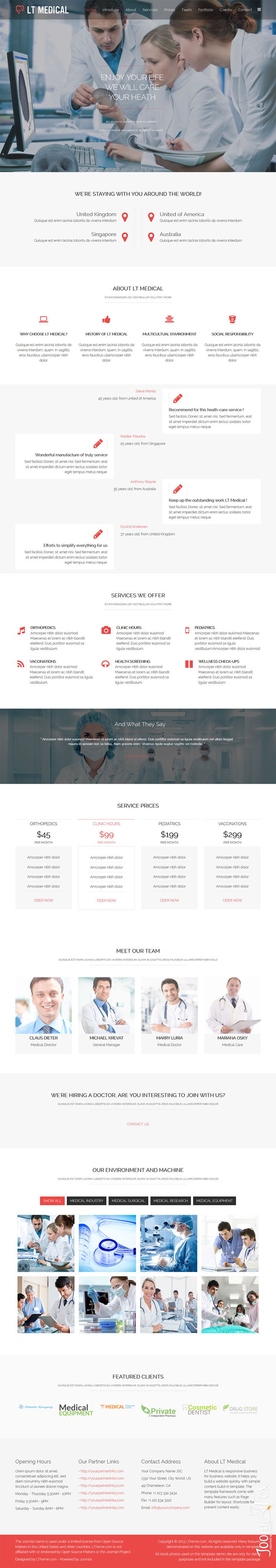 Joomla шаблон LTheme Medical Onepage