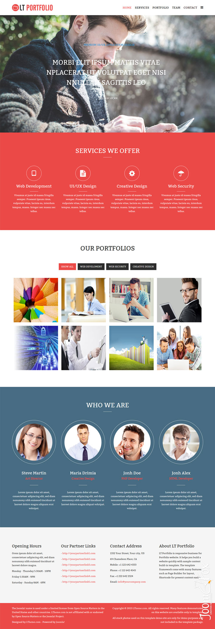 Joomla шаблон LTheme Portfolio Onepage