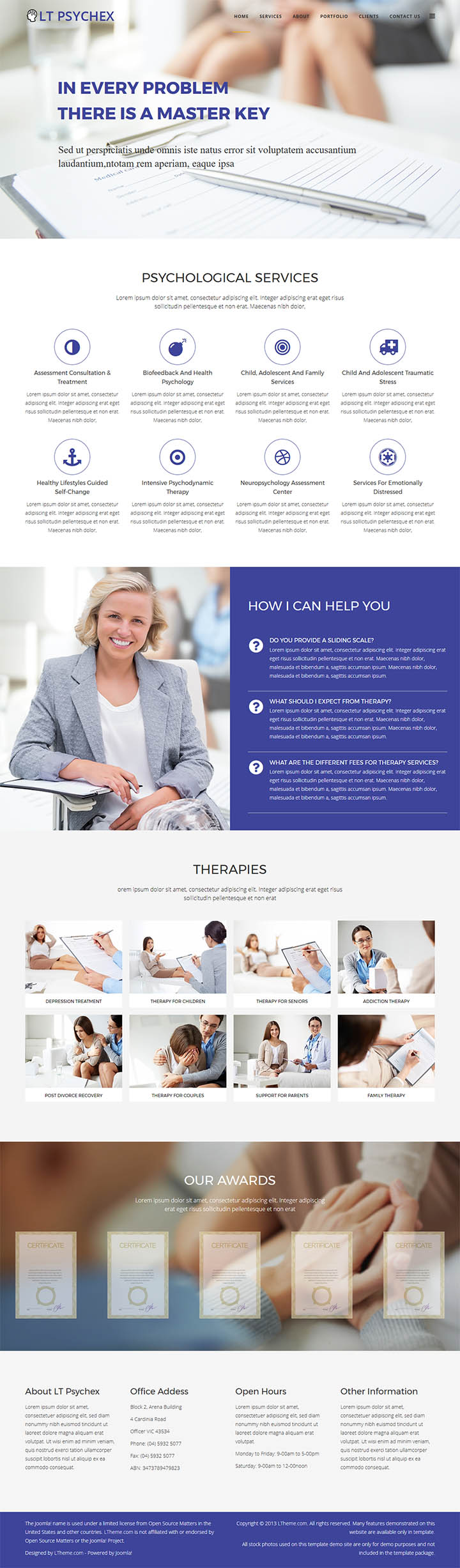 Joomla шаблон LTheme Psychex Onepage