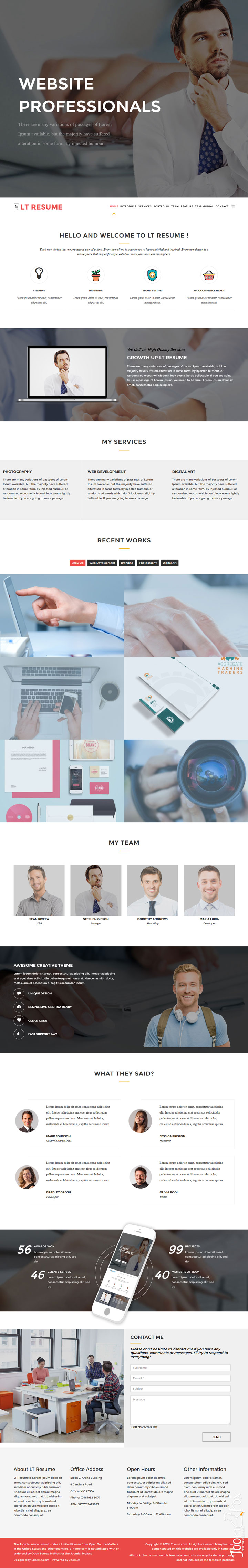 Joomla шаблон LTheme Resume Onepage
