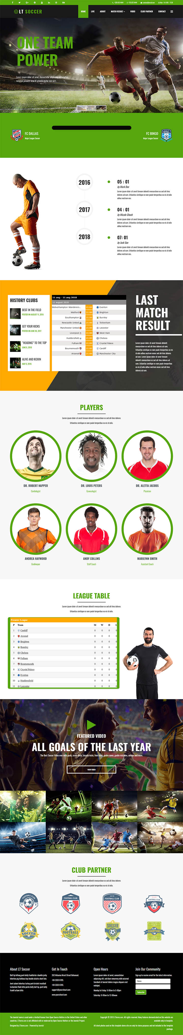 Joomla шаблон LTheme Soccer Onepage