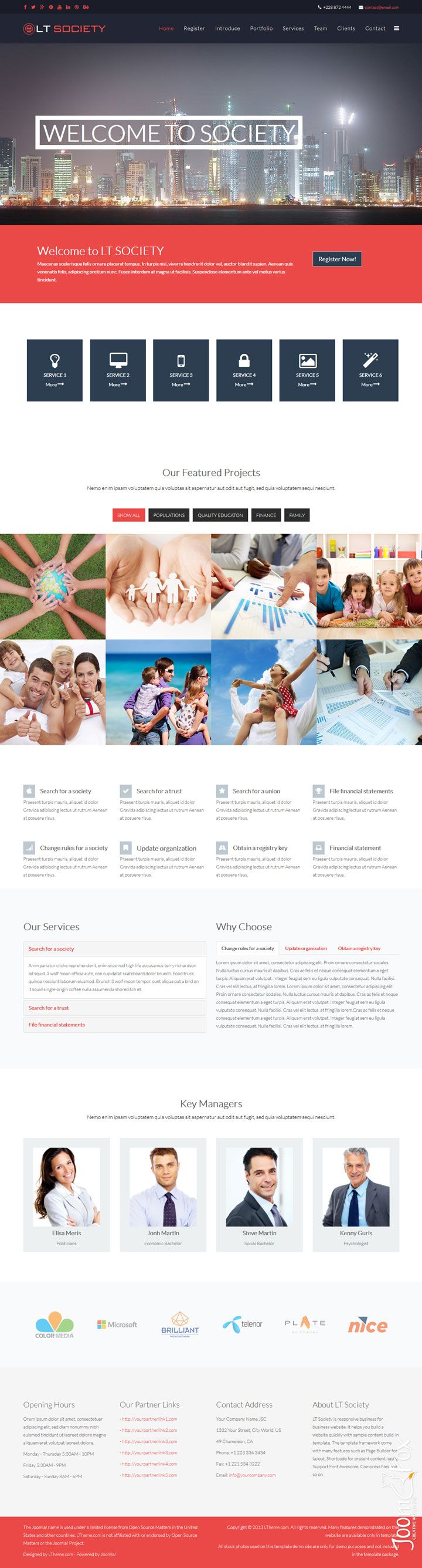 Joomla шаблон LTheme Society Onepage