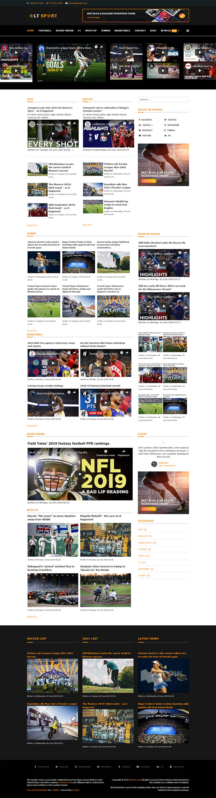 Joomla шаблон LTheme Sport