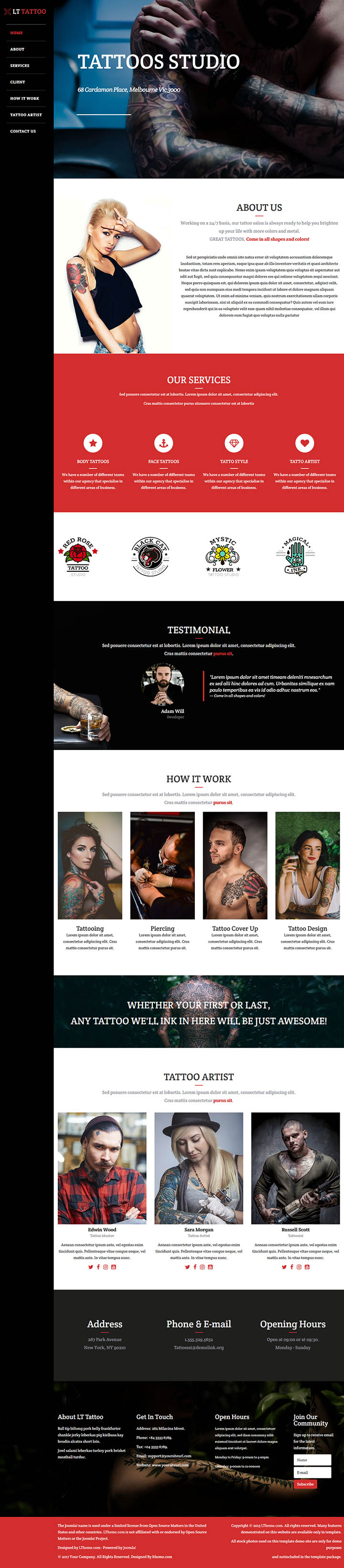 Joomla шаблон LTheme Tattoo Onepage