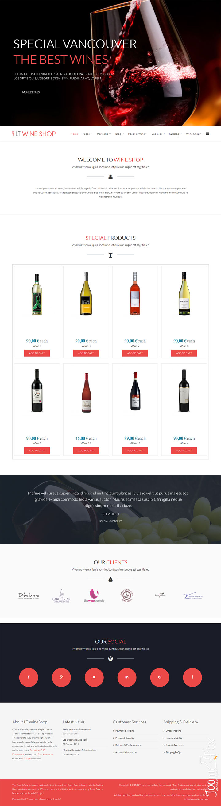 Joomla шаблон LTheme Wine Shop