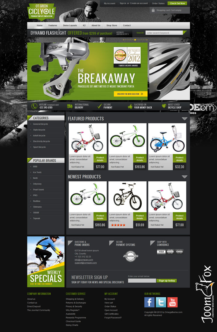 Joomla шаблон OmegaTheme BicycleGreen