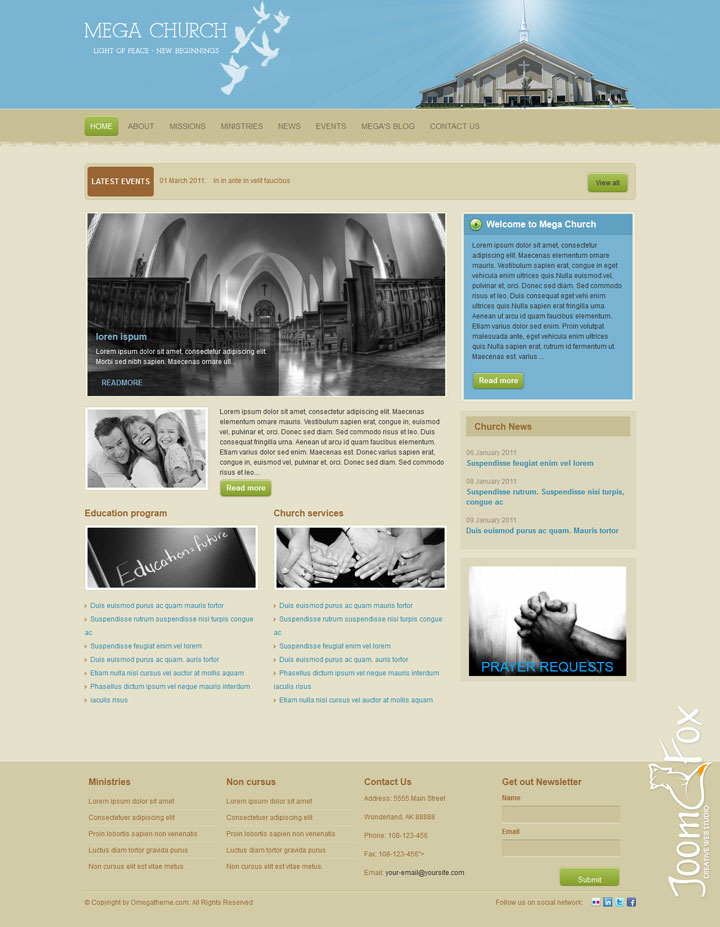 Joomla шаблон OmegaTheme Church