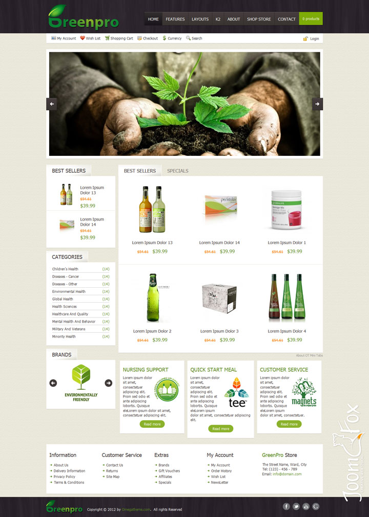 Joomla шаблон OmegaTheme GreenPro