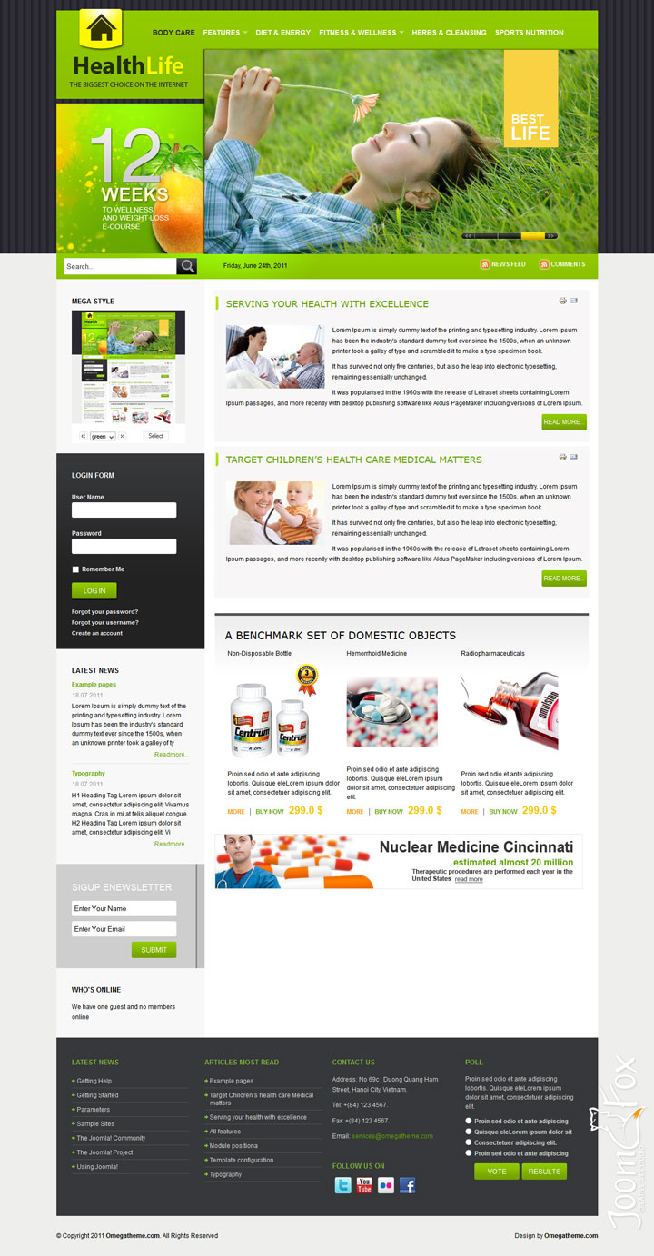 Joomla шаблон OmegaTheme HealthLife