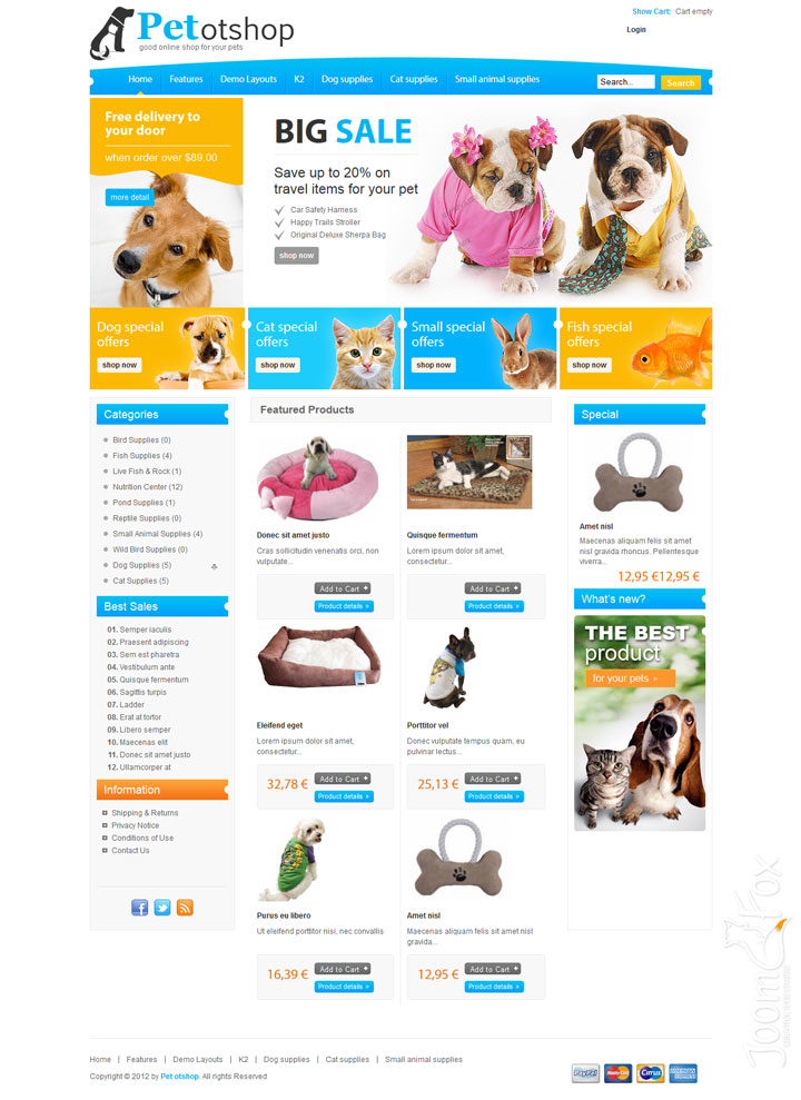 Joomla шаблон OmegaTheme Petshop