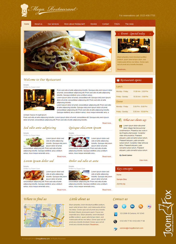 Joomla шаблон OmegaTheme Restaurant