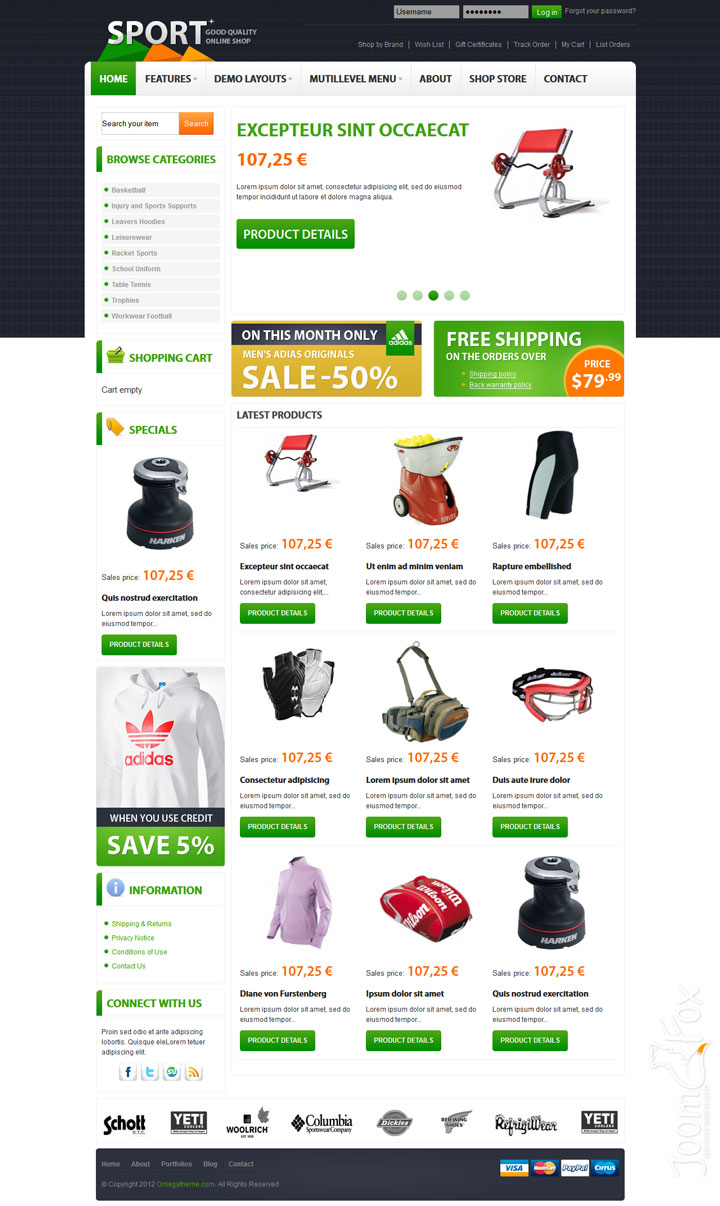 Joomla шаблон OmegaTheme SportShop