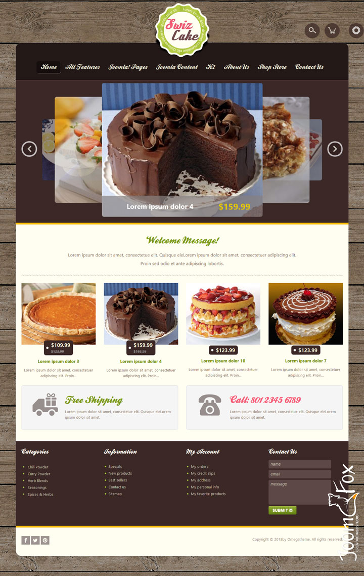 Joomla шаблон OmegaTheme Swizcake