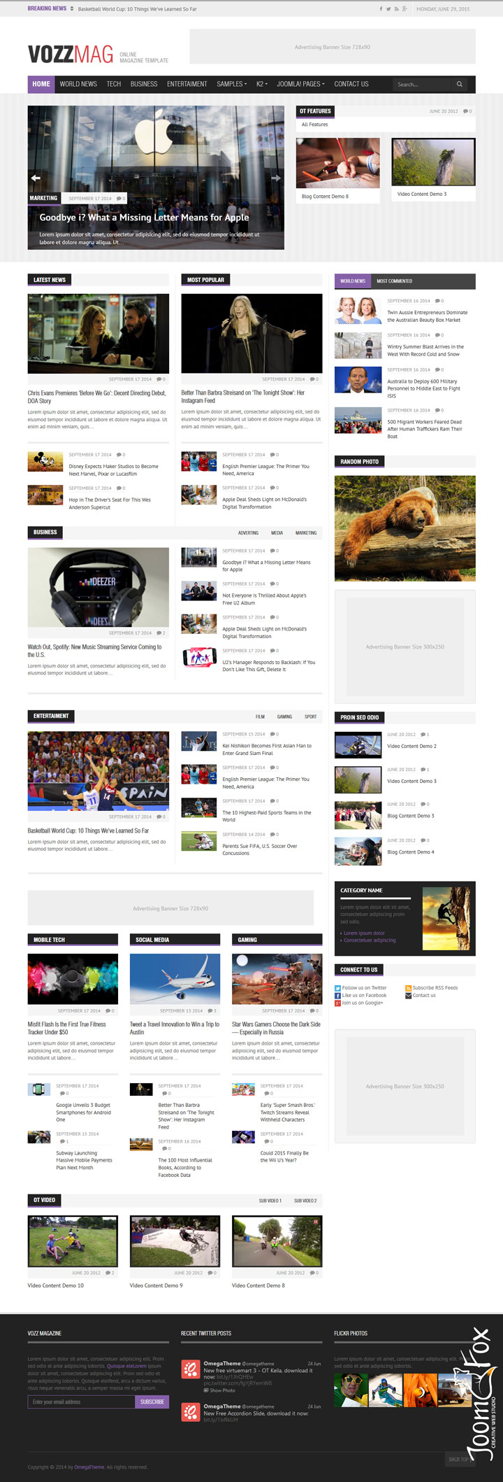 Joomla шаблон OmegaTheme VozzMag