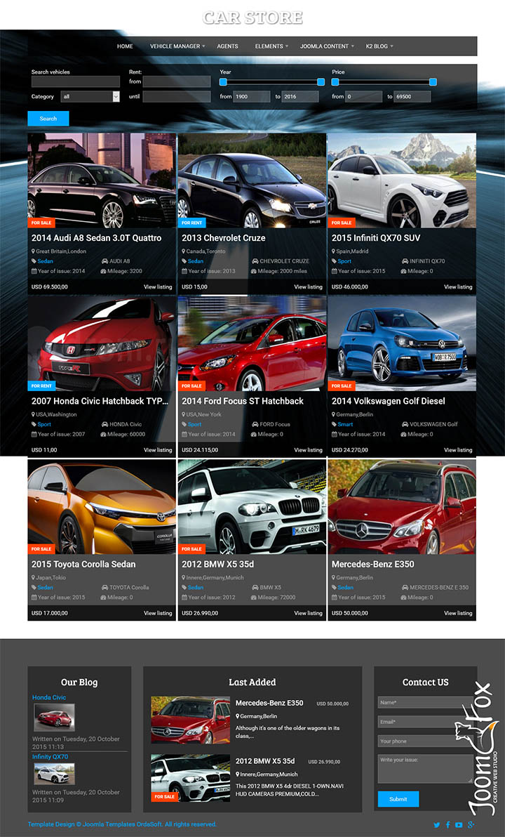Joomla шаблон OrdaSoft Car Store