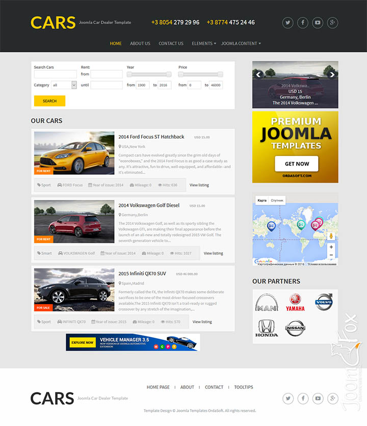 Joomla шаблон OrdaSoft Cars