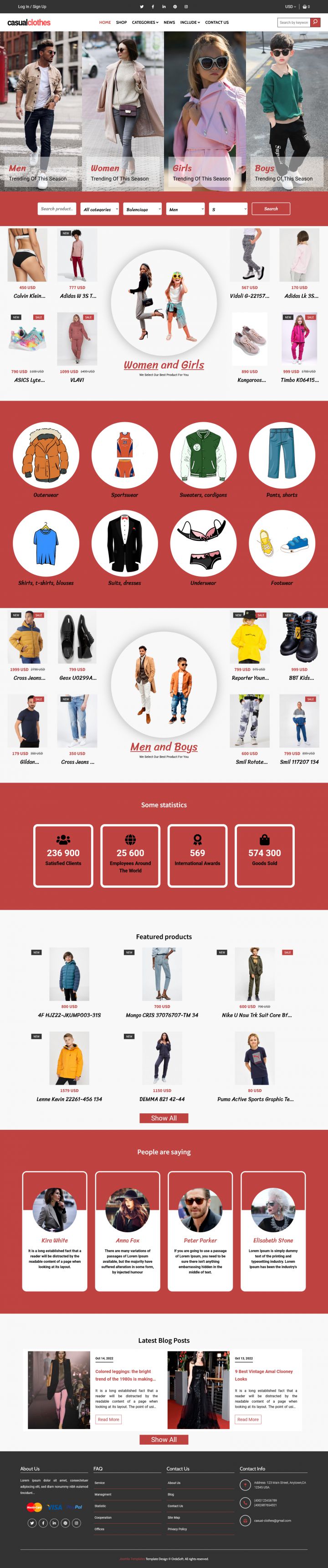 Joomla шаблон OrdaSoft Casual Clothes