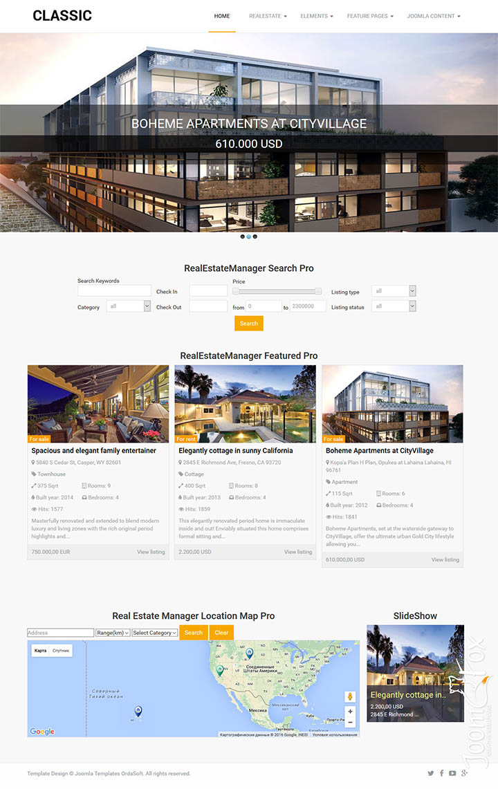 Joomla шаблон OrdaSoft Classic Real Estate