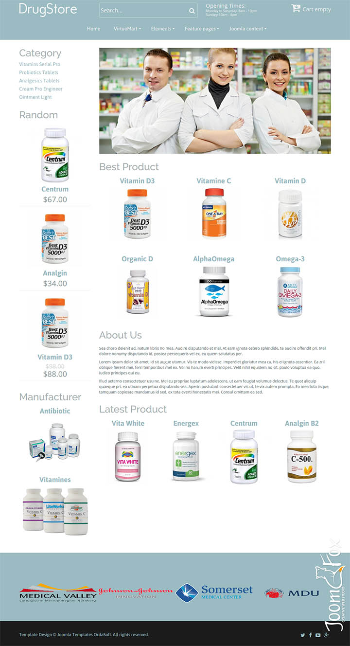 Joomla шаблон OrdaSoft DrugStore