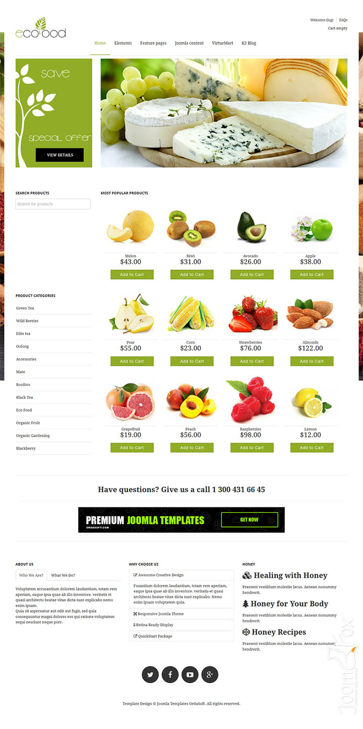 Joomla шаблон OrdaSoft EcoFood