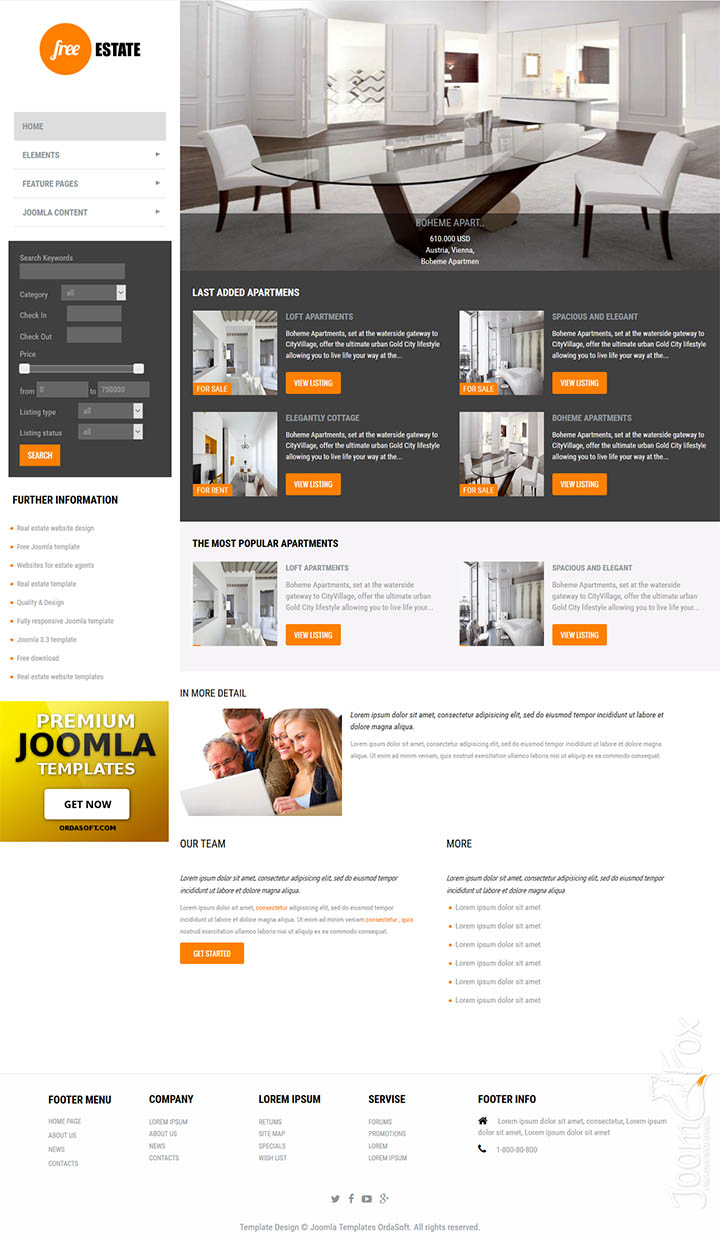 Joomla шаблон OrdaSoft Free Estate