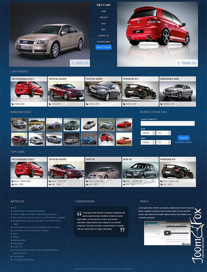 Joomla шаблон OrdaSoft Net Cars