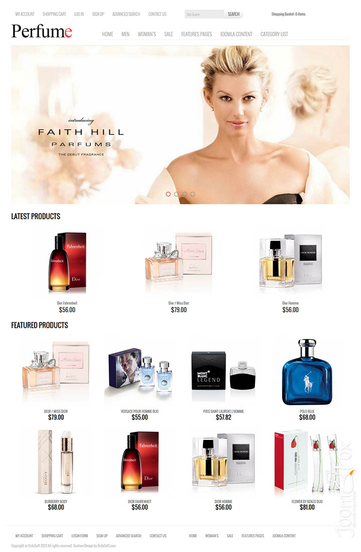 Joomla шаблон OrdaSoft Perfume Shop
