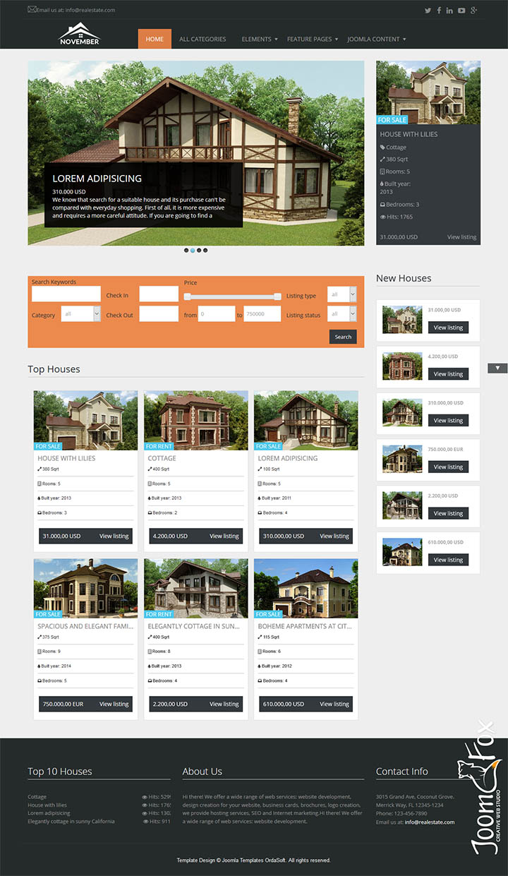 Joomla шаблон OrdaSoft Real Estate November