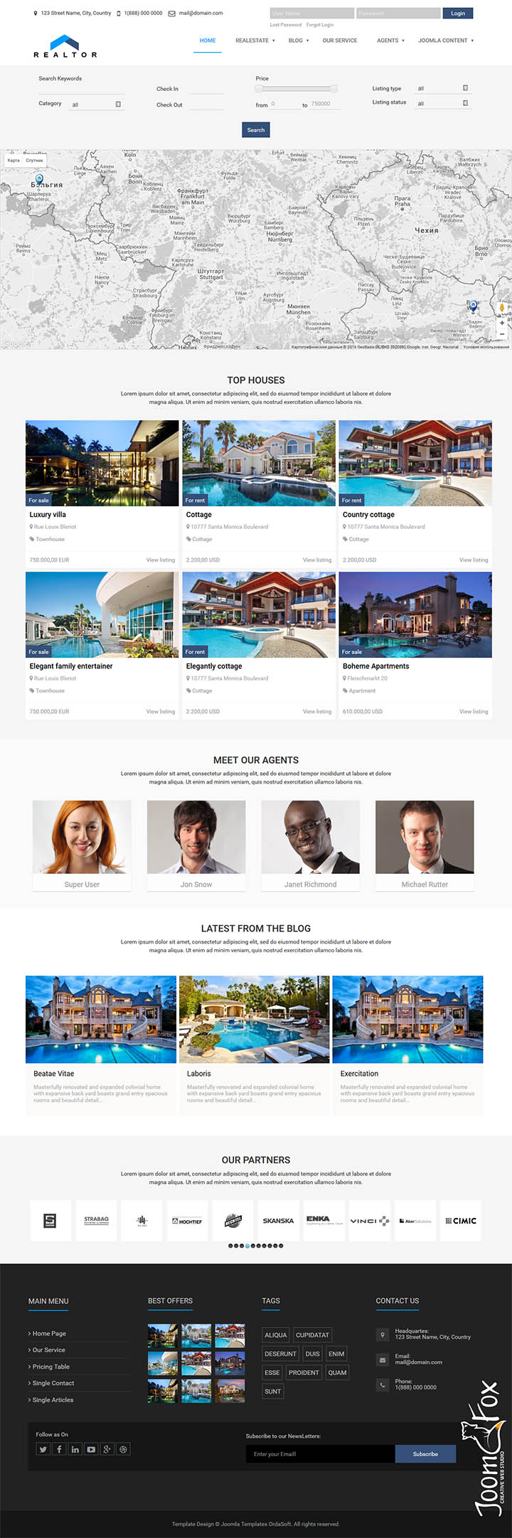 Joomla шаблон OrdaSoft Realtor Real Estate