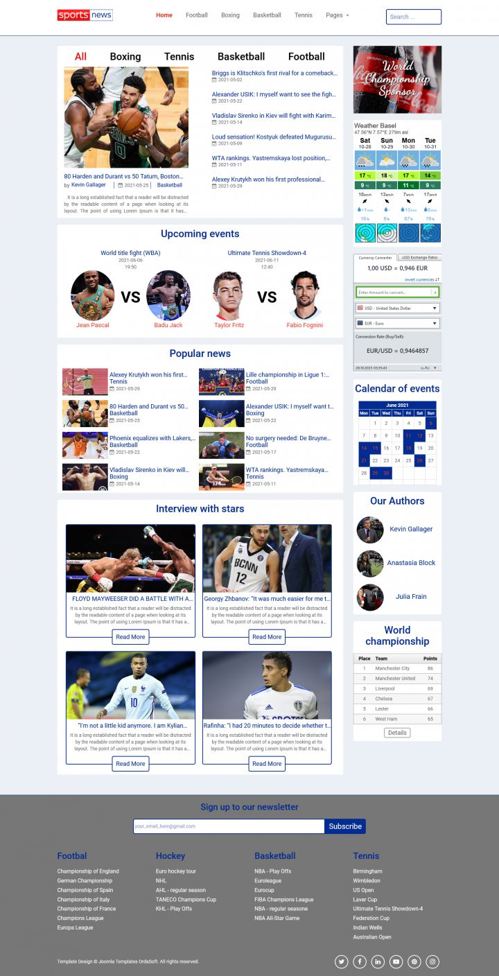 Joomla шаблон OrdaSoft Sports News