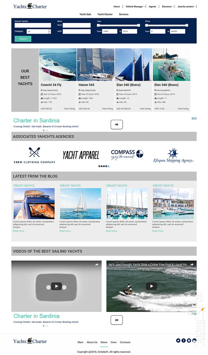 Joomla шаблон OrdaSoft Yachts Charter