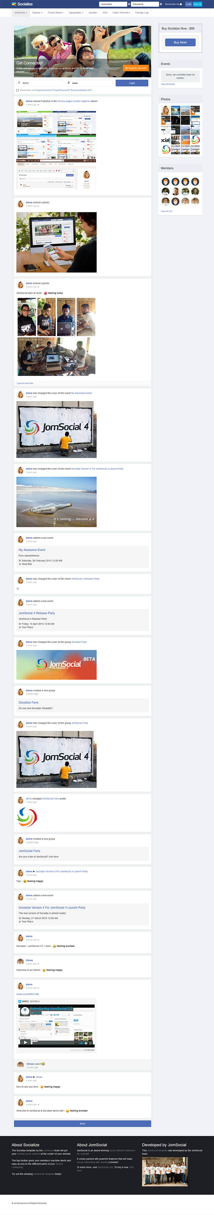 Шаблон JomSocial Socialize Joomla шаблон JomSocial Socialize