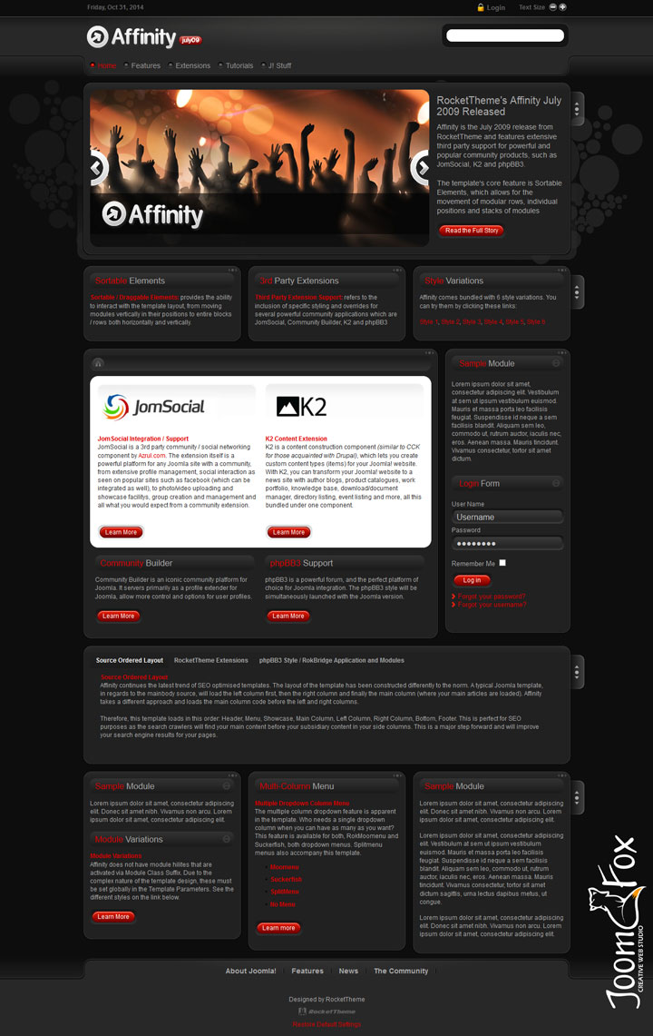 Joomla шаблон RocketTheme Affinity