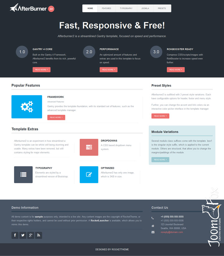 Joomla шаблон RocketTheme Afterburner2