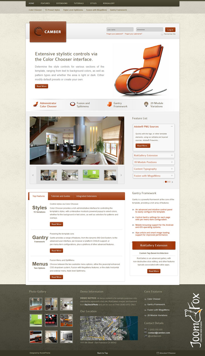 Joomla шаблон RocketTheme Camber